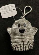 Bath & Body Works GHOST Bling Rhinestone Pocket Bac Holder Keychain Halloween