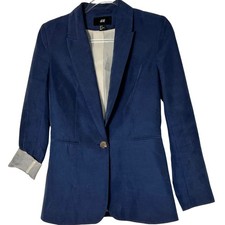 H M Navy Blazer Women's Size 8 Navy Blue Lined Single Breasted