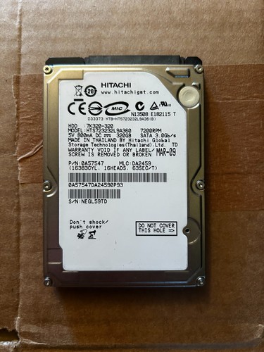 Hitachi Travelstar 320GB 7200rpm SATA 2,5" HDD 7K320-320 HTS723232L9A360