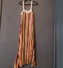 Forever 21 Boho Maxi Dress Women's Size Medium Crochet Trim Gauzy Western Hippie