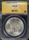 1923-P $1 Peace Silver Dollar ANACS MS 63 | Uncirculated UNC