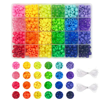 Pony Beads for Friendship Bracelet Making Kit 24 Colors Kandi Beads Set, 720Pcs 