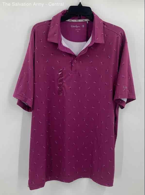 Walter Hagen Mens Pink Printed Short Sleeve Golf Polo Shirt Size X-Large