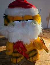VINTAGE 1983 DAKIN GARFIELD SANTA CLAUS CHRISTMAS STUFFED ANIMAL PLUSH TOY W TAG