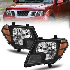 For 2009-2021 Nissan Frontier Truck Black Headlights Headlamps Left & Right Pair