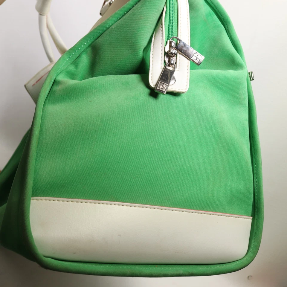 Bolso de viaje Diane von Furstenberg Weekender XL verde lona imitación cuero Foto 3 de 4