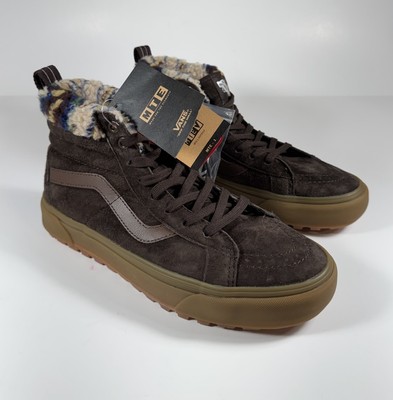 VANS Sk8-Hi MTE 1 PrimaLoft Suede Faux Sherpa Brown Gum Women's Sz