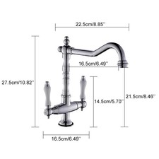 Dual Handle Kitchen Faucet Deck Mounted Single Hole Hot Cold Water Mixer Crane