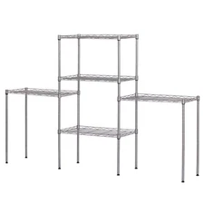 5 Tiers Storage Rack Shelves Organizer Carbon Steel Changeable Assembly Silver