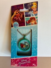 Disney Ariel Mermaid Necklace Shaker Floating Charm Teal Pendant BRAND NEW