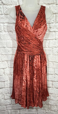 Halston Heritage Womens Dress Faux Wrap Accordion Pleated Size 8 Red Pink Party