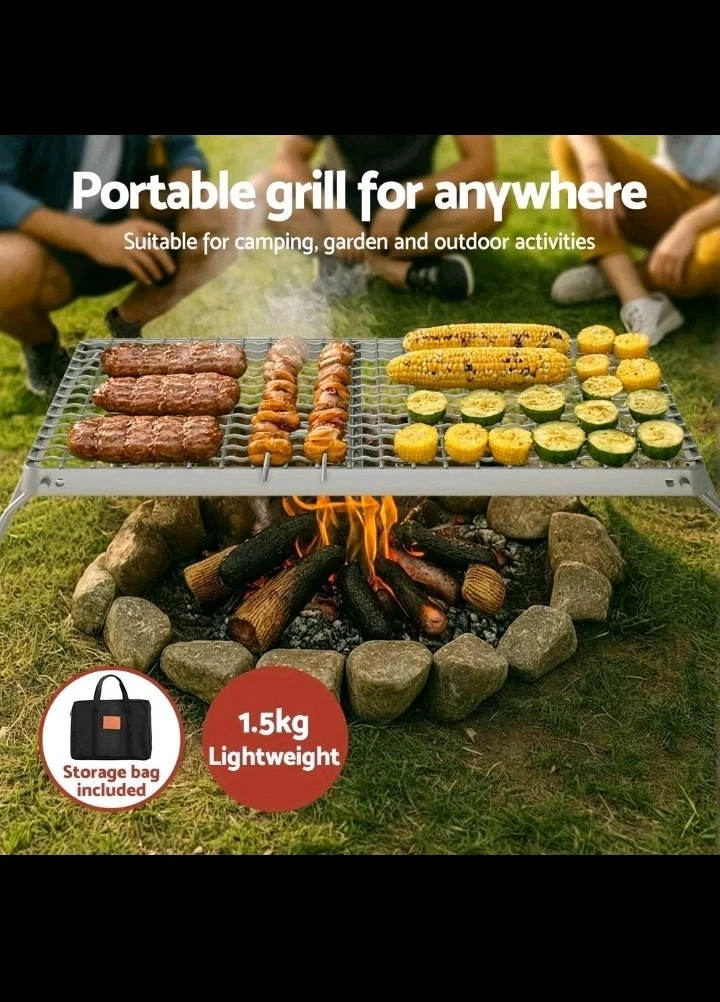 Grillz Portable BBQ Grill Charcoal Smoker Foldable Camping Traditional Outdoor
