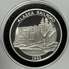 1993 Alaska Railroad Train Vintage Proof Coin 1 Troy Oz .999 Fine Silver Round