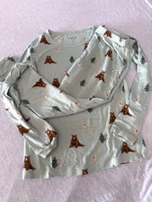 GUC KYTE BABY 2pc PJs kids PAJAMA SET grn SEATED BEARS TREES CHIPPY / Orig 40 6T
