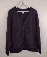 Autograph Men's Cardigan Black Cotton-Rich Jersey Button-Up Pockets V-Neck NEW