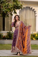 Anarkali Gown Dress Fully Stitched Soft Silk Embroidery Cutwork Dupatta Suit