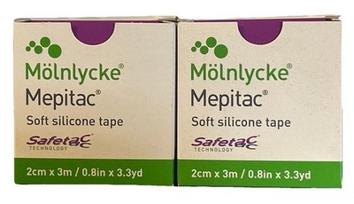 Molnlycke Mepitac Soft Silicone Tape Safetac .8 in x 3.3  Yards Each 298300 X2