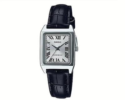 Casio LTP-V007L-1B Women's Rectangular Black Dial Quartz Watch Brown Leather Str