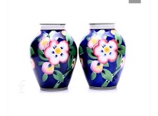 Pair Of Villeroy & Boch Wallerfangen Saar Basin vase décor "Vera" Art Déco 1920s