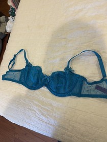 L'Agent Bra by Agent Provocateur 36D Bra Lace Electric Blue Underwire Bows LORNA