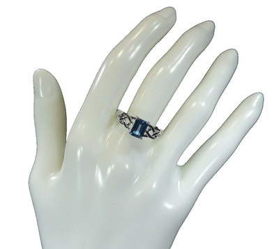 1.22 ct Natural London Blue Topaz Solid Sterling Silver Celtic Knot Ring-size-8
