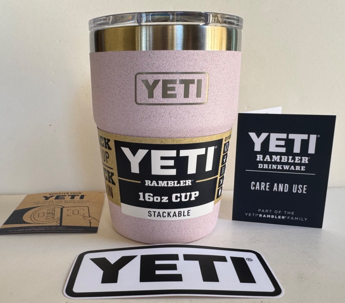 YETI 16 oz CHERRY BLOSSOM Rambler Tumbler Stackable Cup textured