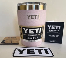 YETI 16 oz CHERRY BLOSSOM Rambler Tumbler Stackable Cup textured LIMITED EDITION