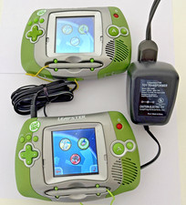 2 LeapFrog Leapster Learning Game Systems Consoles Green 1 Corded 1 Battery Pack