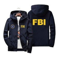 2025 New Men'S Jacket High Quality FBI Printed Outdoor Sports Jacket Spring Hood