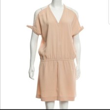RED Valentino Size 40 (US 4) Blush Pink V-Neck Drop Waist Lace Shoulder Dress