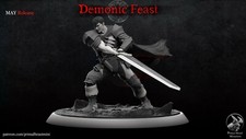 Dark Swordsman B Guts Primal Beast Miniatures 32mm scale D D RPG Pathfinder Mini
