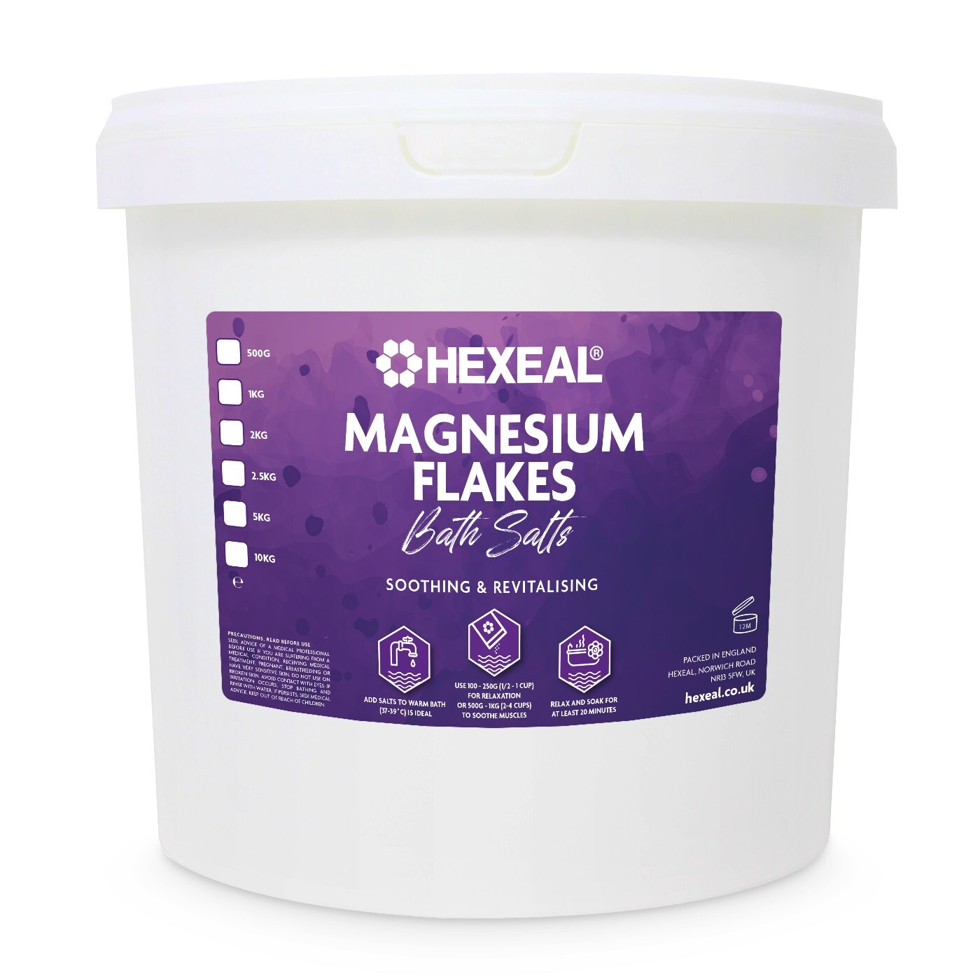 Hexeal MAGNESIUM FLAKES | 5kg Bucket | 100% Pure | Bath Soak| Magnesium Chloride