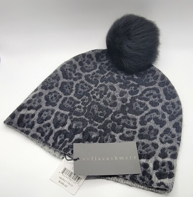 Sofia Cashmere Leopard Printed Dip-Dye 100% Cashmere Beanie  display picture 3