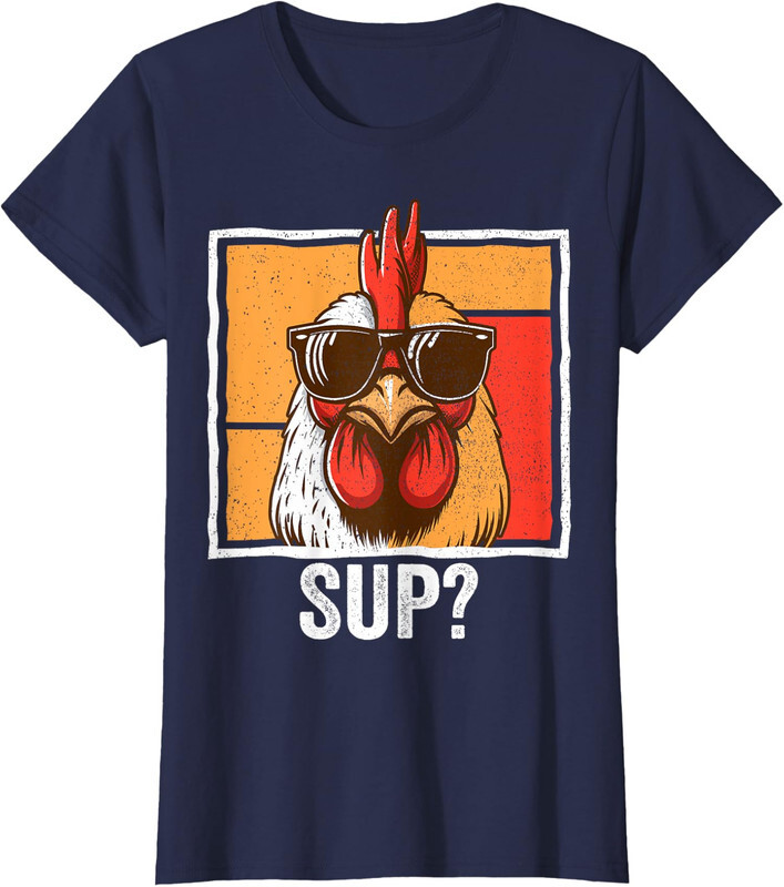 Chicken Sunglasses Animal Farm Funny For Farmer Gift Ladies' Crewneck T-Shirt