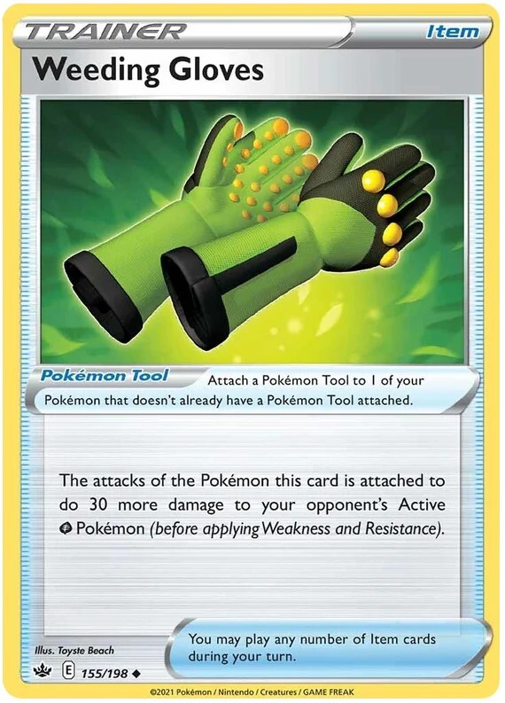 Weeding Gloves Pokemon TCG Trainer Card 155/198