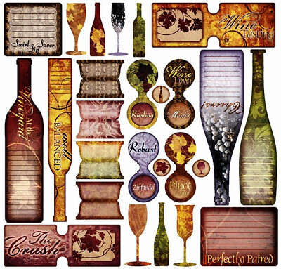 Marah Johnson TASTING ROOM 12x12 Cardstock Sticker Sheet scrapbooking WINE