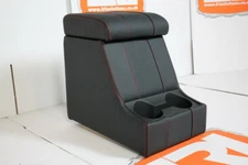 LRI Red Stitch Leather Arm Rest Cubby Box +Cup holders Fit Land Rover Defender