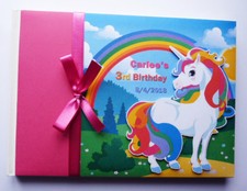 Rainbow Unicorn Birthday guest book, Unicorn birthday album, Unicorn gift