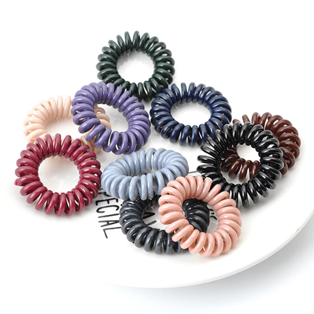 5Pcs Elasticity Coil Hairbands Spiral Hair Tie Rings Rope Solid