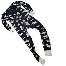 Lazy One Unisex Navy Blue Don’t Moose With Me One Piece Pajama Size Small