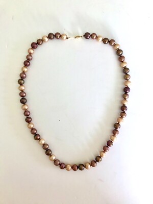 d.brown✕pearlネックレス Chocolate Brown Golden Multi-Color Genuine Cultured Pearl Necklace