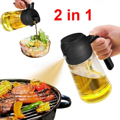 2 in 1 Glass Oil Sprayer Dispenser 16oz/470ml Spray Bottle  for Kitchen Cooking