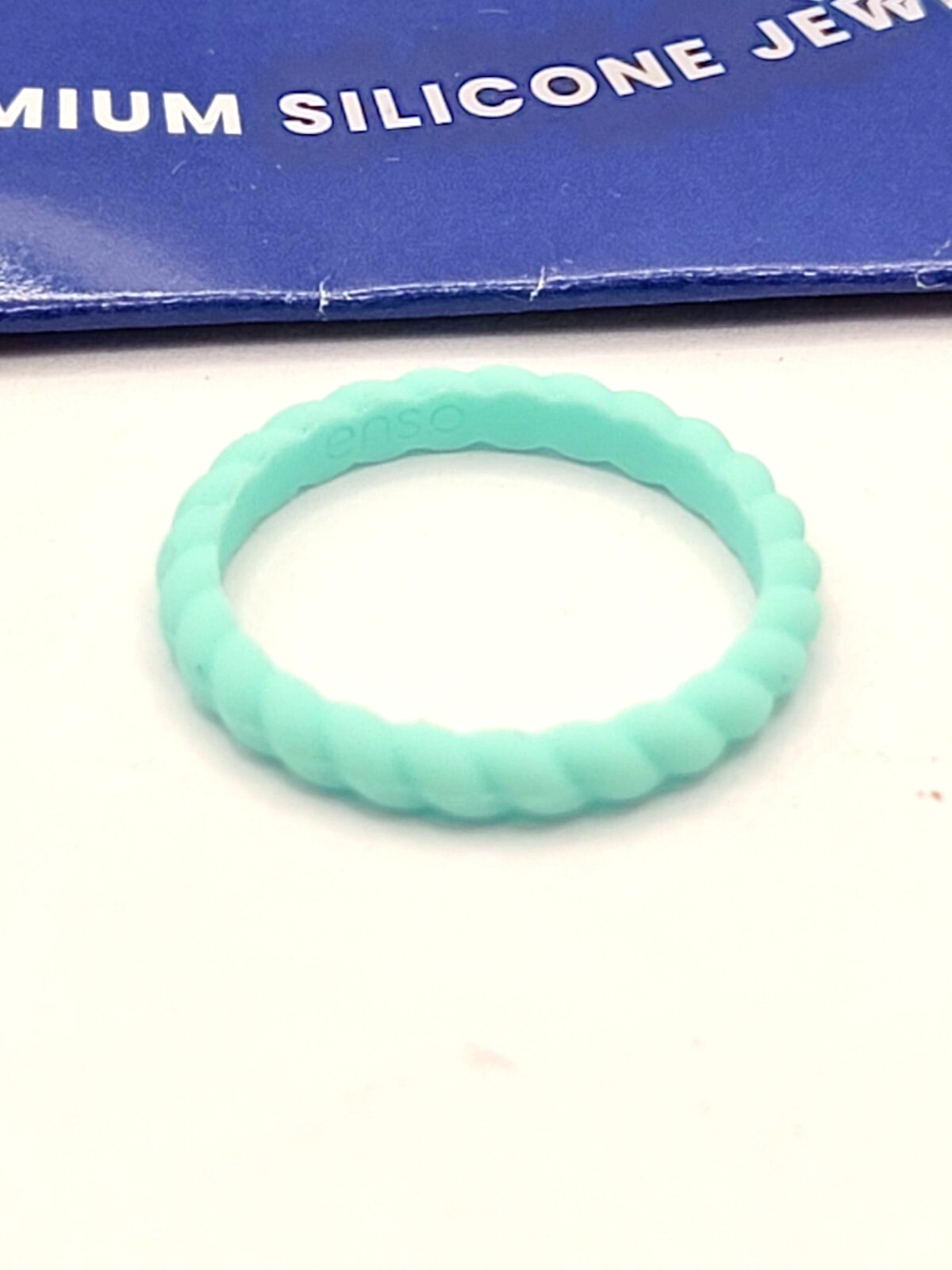 Enso Braided Stackable Silicone Ring - Turquoise … - image 1