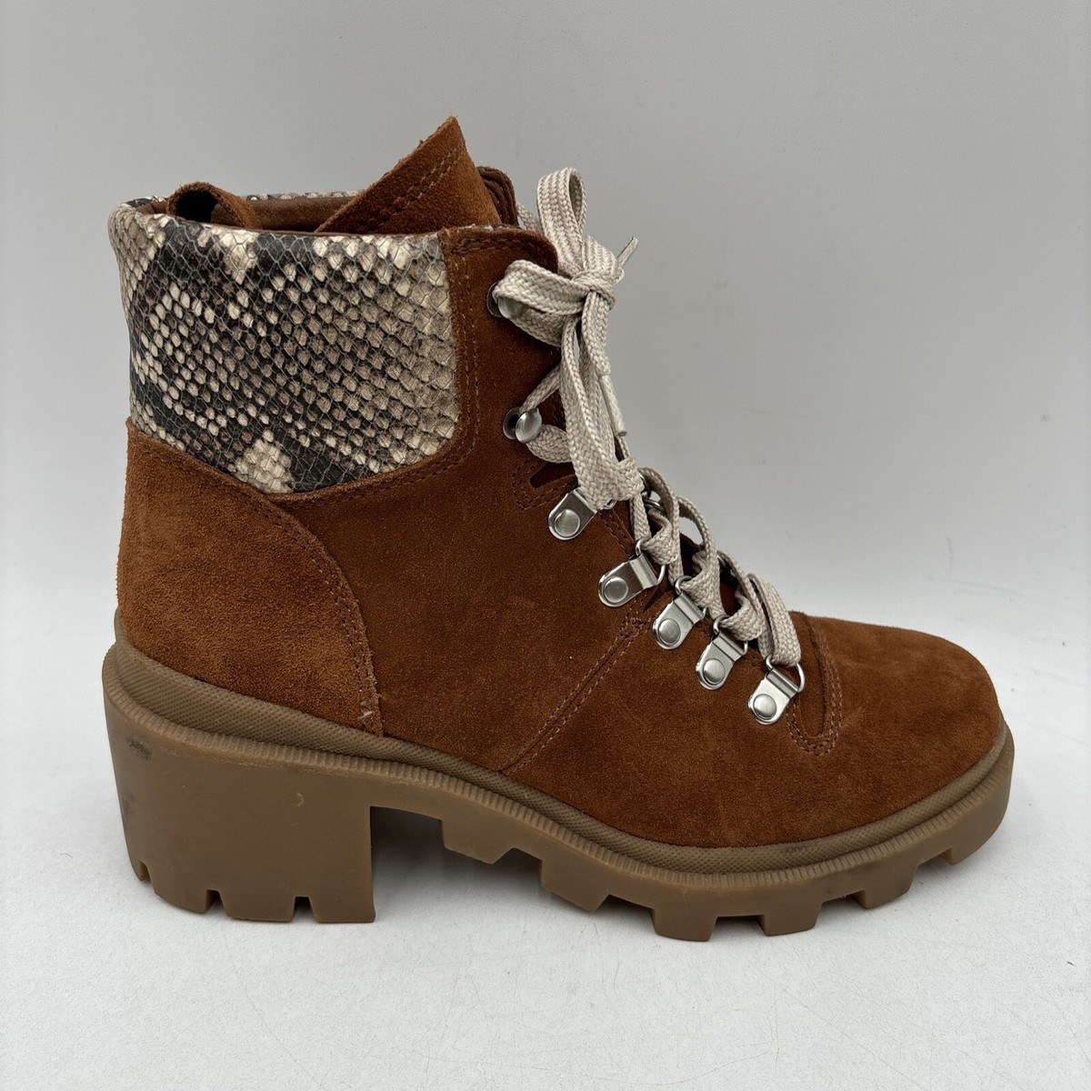 Dolce Vita Brown Suede Lace Up Block Heel Combat Boots 