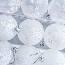Transparent Plastic Christmas Ball White Snow Balls Ornaments Tree Decorations