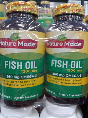2x Nature Made Fish Oil 1200 mg 360mg Omega 3 Softgel 200 each bottle (400Total)