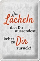 Blechschild Spruch Das LäCheln Kommt ZurüCk 20X30 Cm Deko Schild Tin Sign