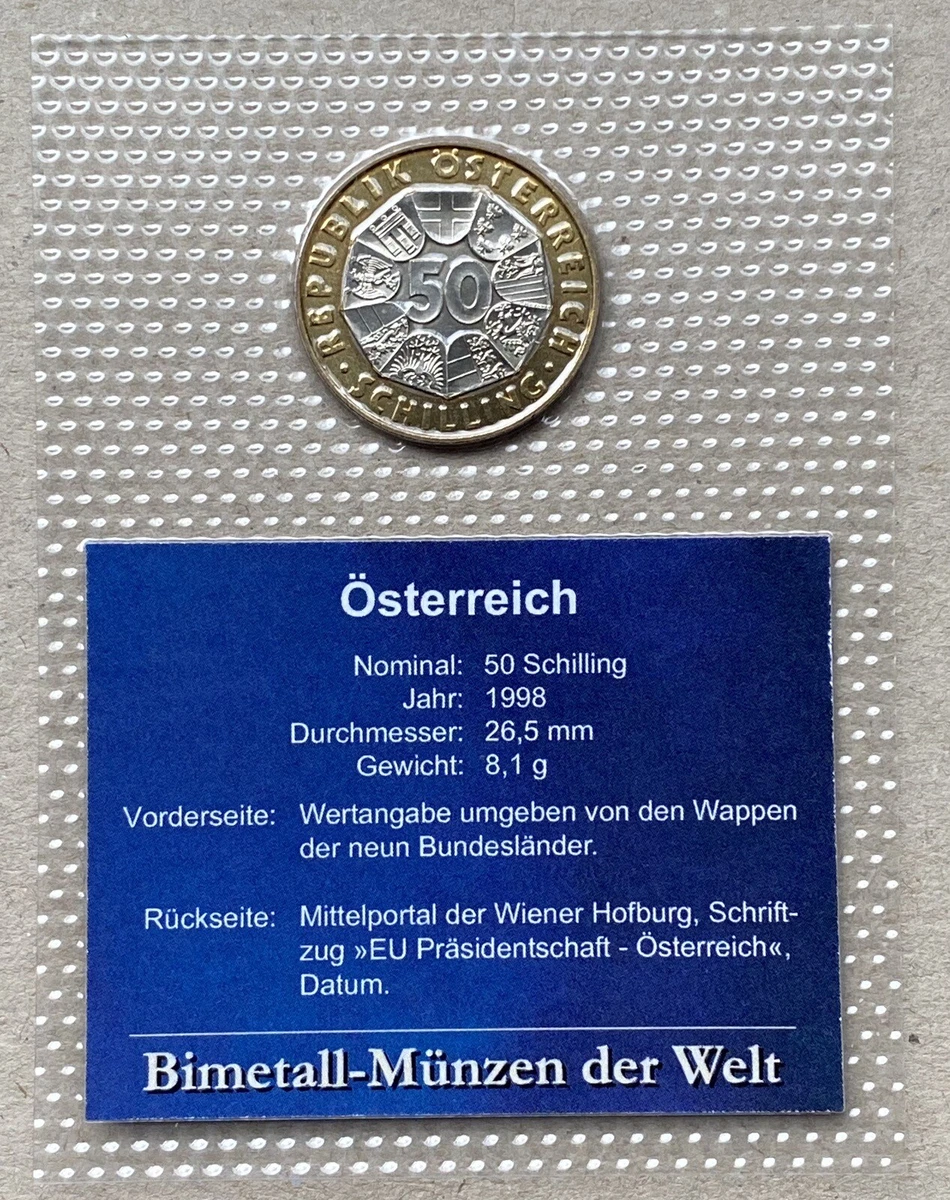 Sammlerstück 50 Schilling Gedenkmünze Österreich 1998,  EU-Präsidentschaft