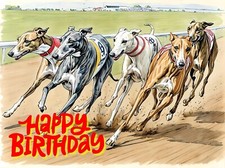 Greeting Card A5 Racing Greyhound Whippets Cards Happy Birthday Greyhounds Dog