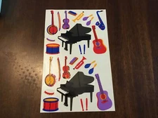 Vtg Mrs. Grossman’s Stickers 1992 MUSICAL INSTRUMENTS Large Sticker Mod